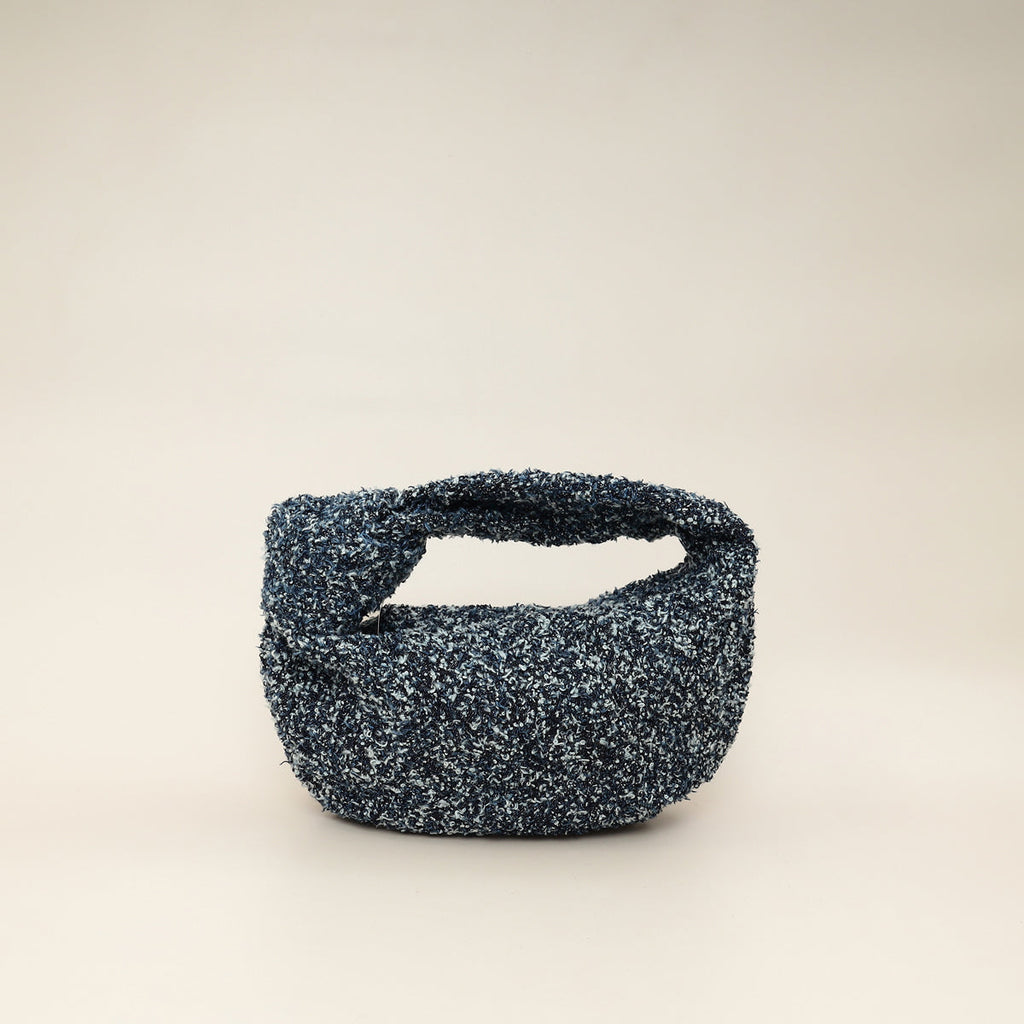Bottega Veneta Navy Blue Mini Jodie Bouclé Denim Bag