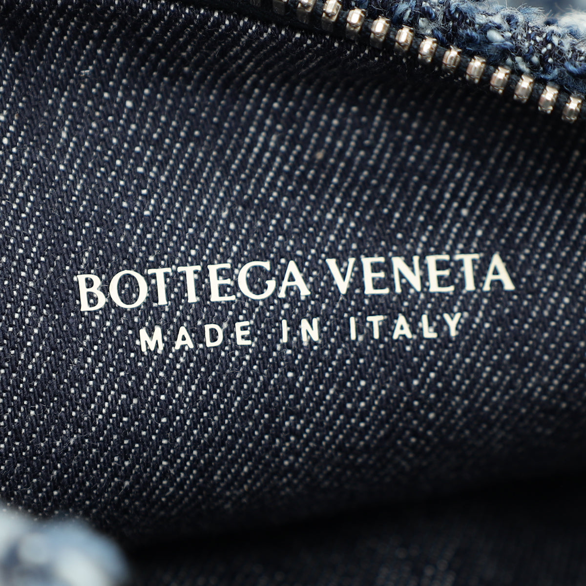 Bottega Veneta Navy Blue Mini Jodie Bouclé Denim Bag