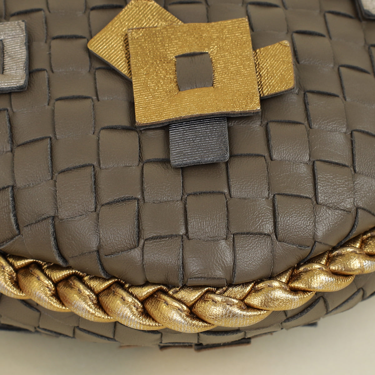 Bottega Veneta Grayish Olive Intrecciato Patches Classic Hobo Bag