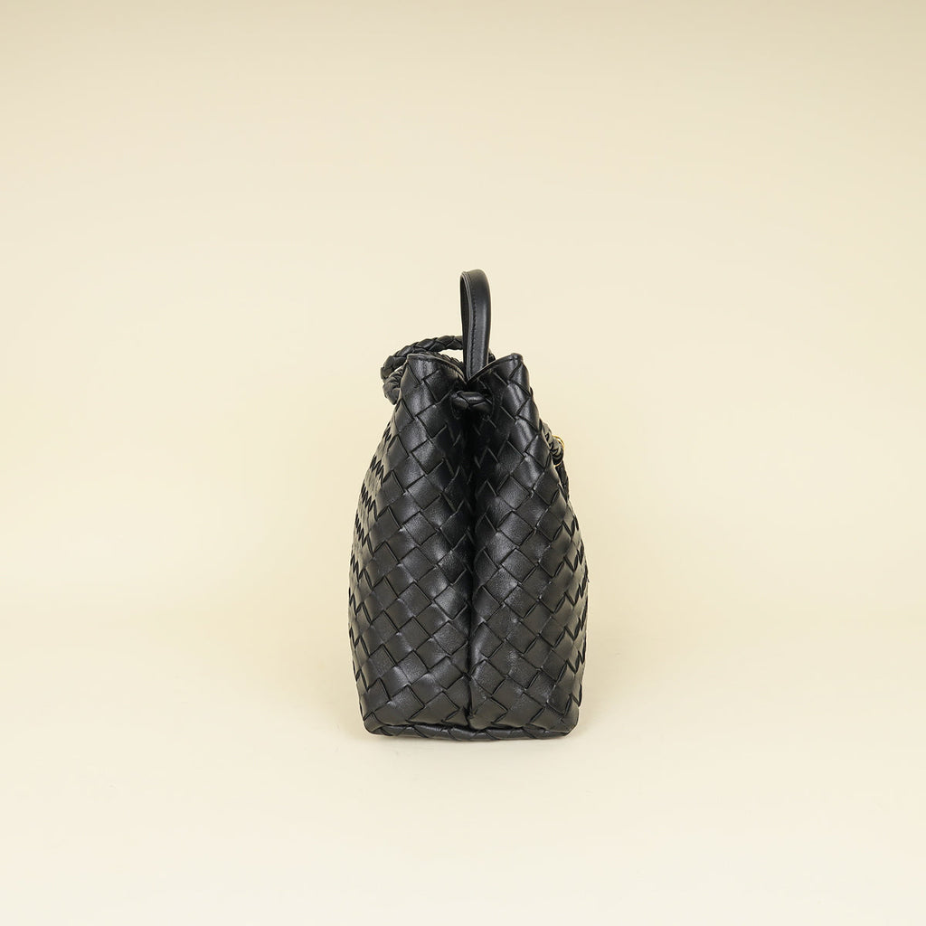 Bottega Veneta Black Intrecciato Nappa Andiamo Medium Bag