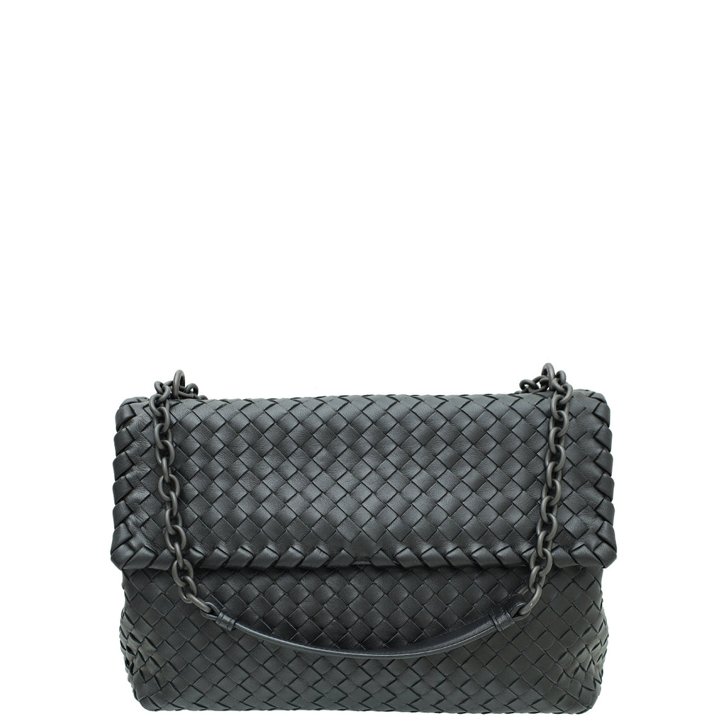 Bottega Veneta Black Intrecciato Nappa Olimpia Medium Bag
