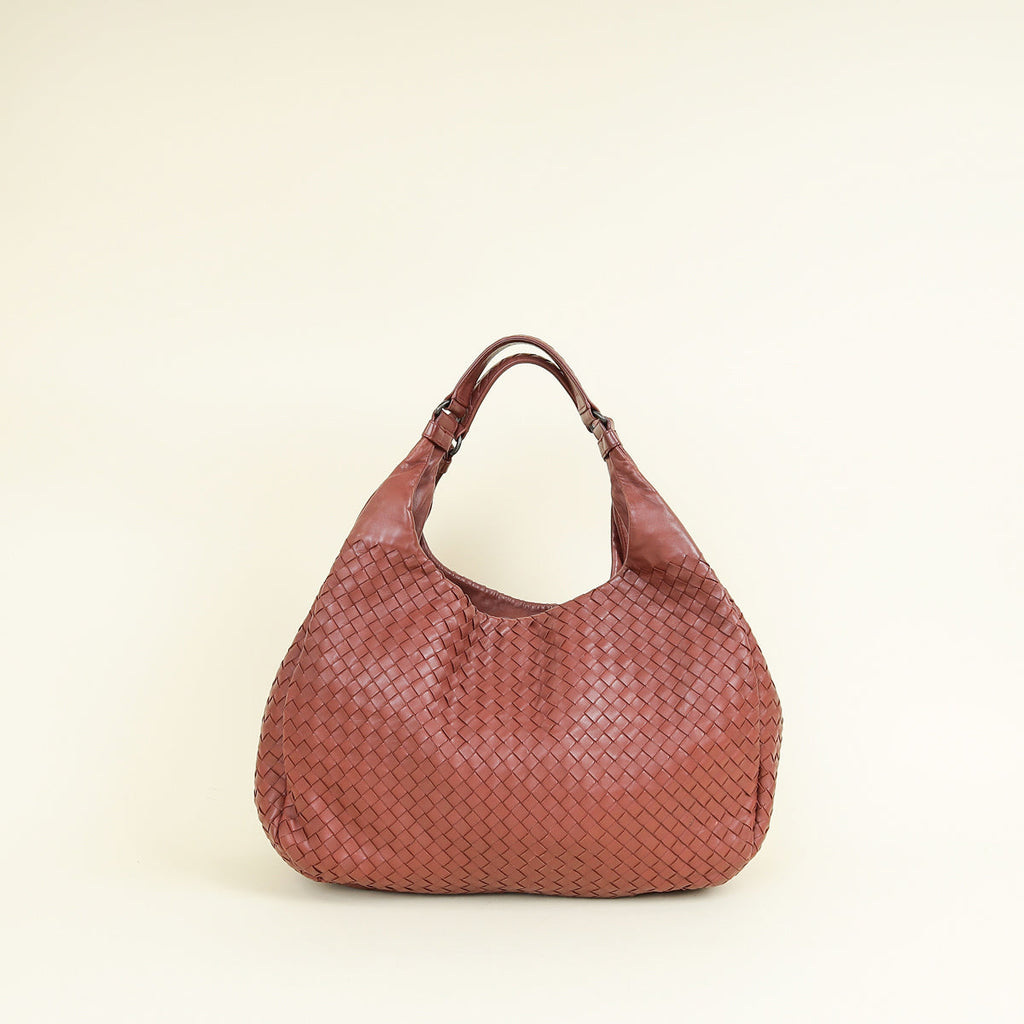 Bottega Veneta Red Brown Intrecciato Hobo Large Campana Bag