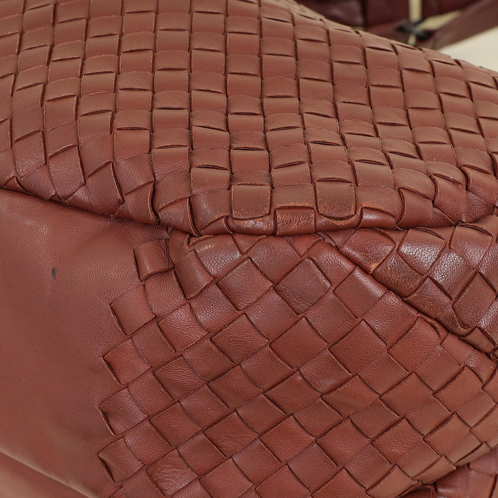 Bottega Veneta Red Brown Intrecciato Hobo Large Campana Bag