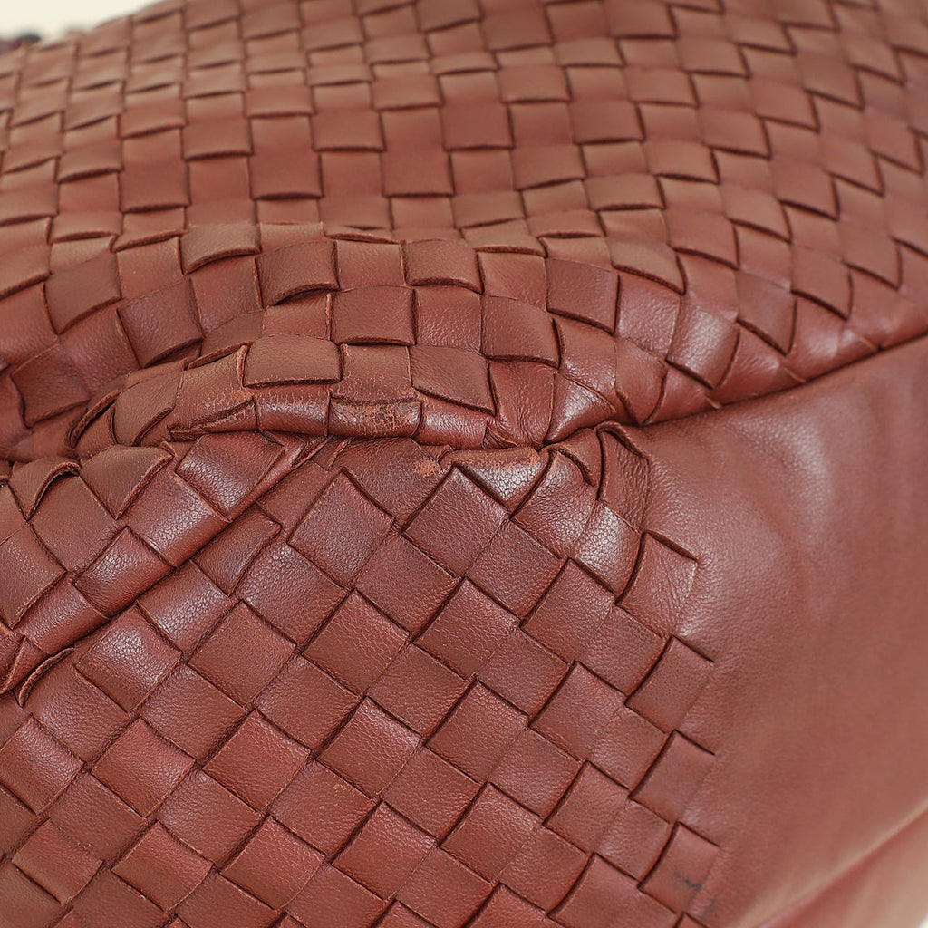 Bottega Veneta Red Brown Intrecciato Hobo Large Campana Bag