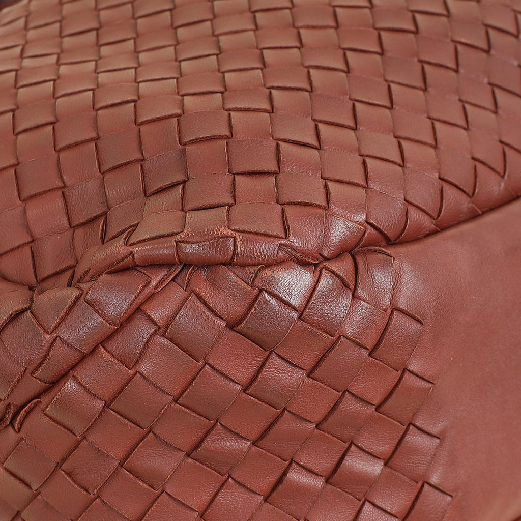 Bottega Veneta Red Brown Intrecciato Hobo Large Campana Bag