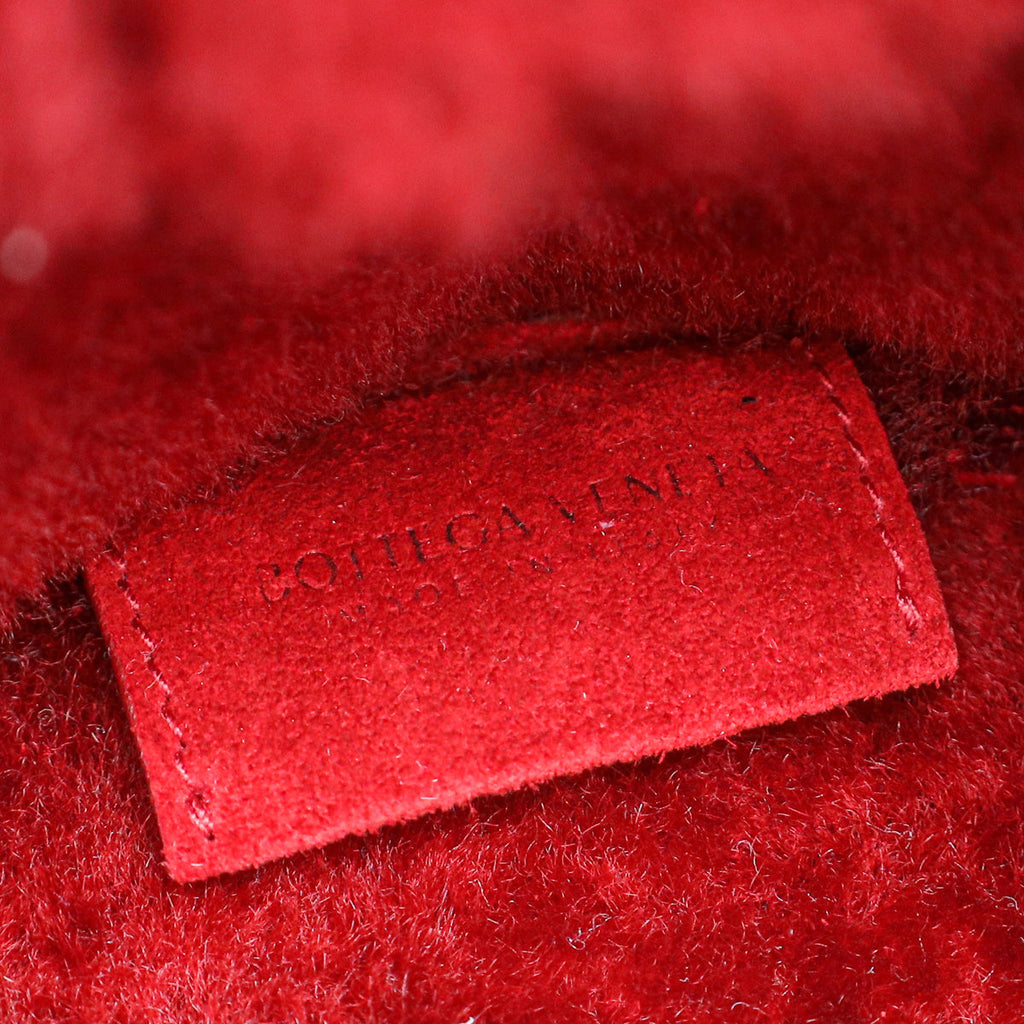 Bottega Veneta Red maxi Intrecciato Suede Shearling Arco Tote Small Bag