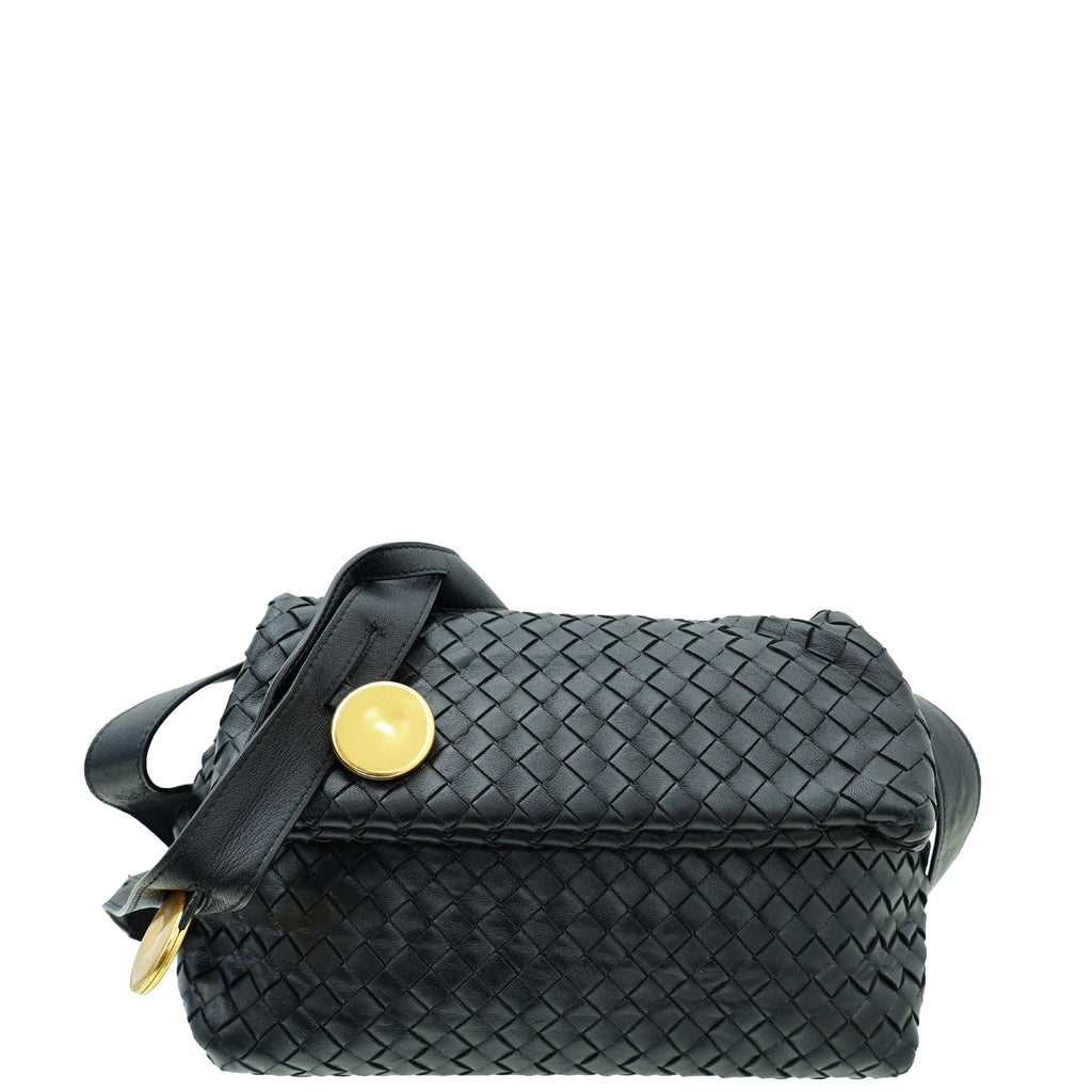 Bottega Veneta Black Nappa Intrecciato The Fold Crossbody Bag