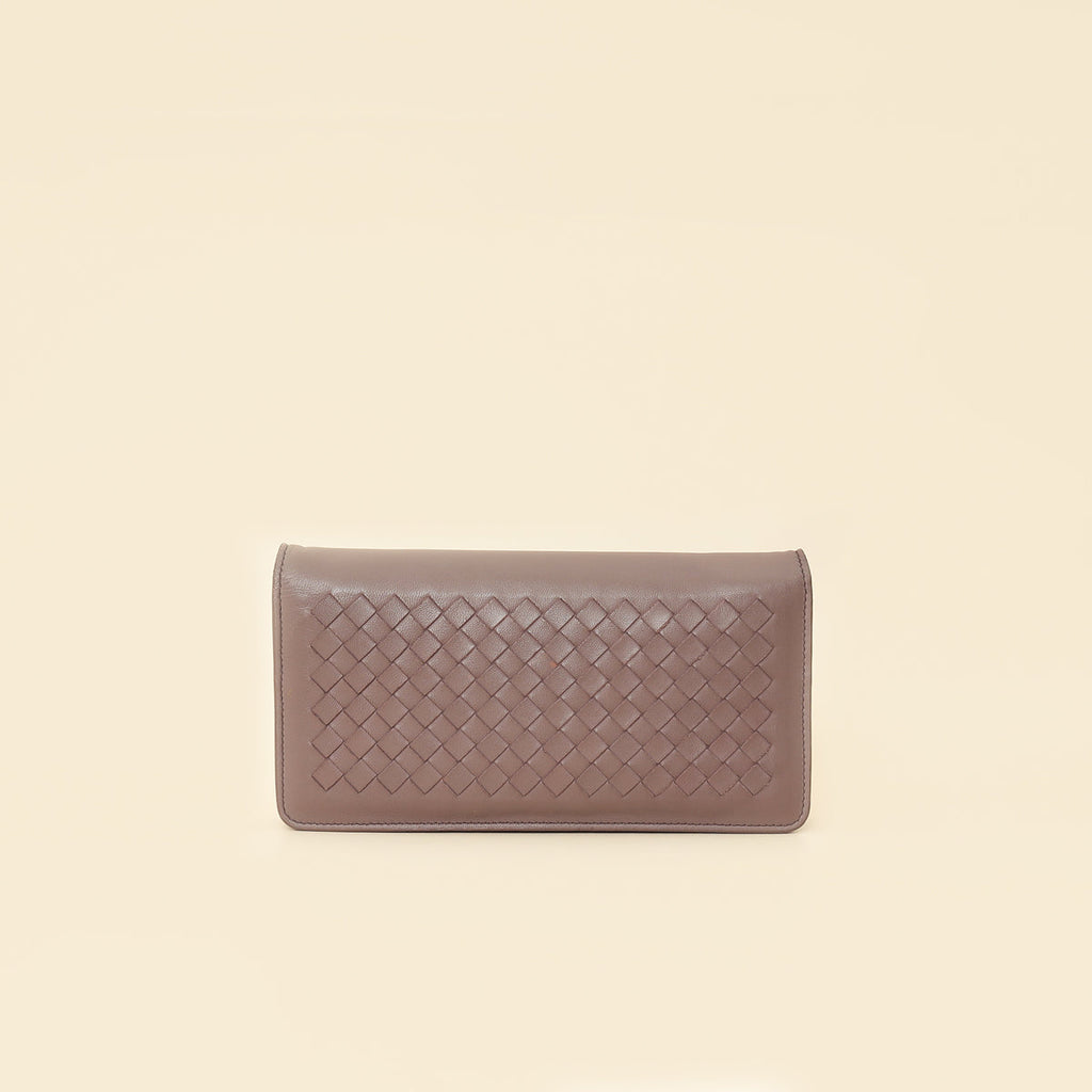 Bottega Veneta Deep Mauve Intrecciato Chain Wallet