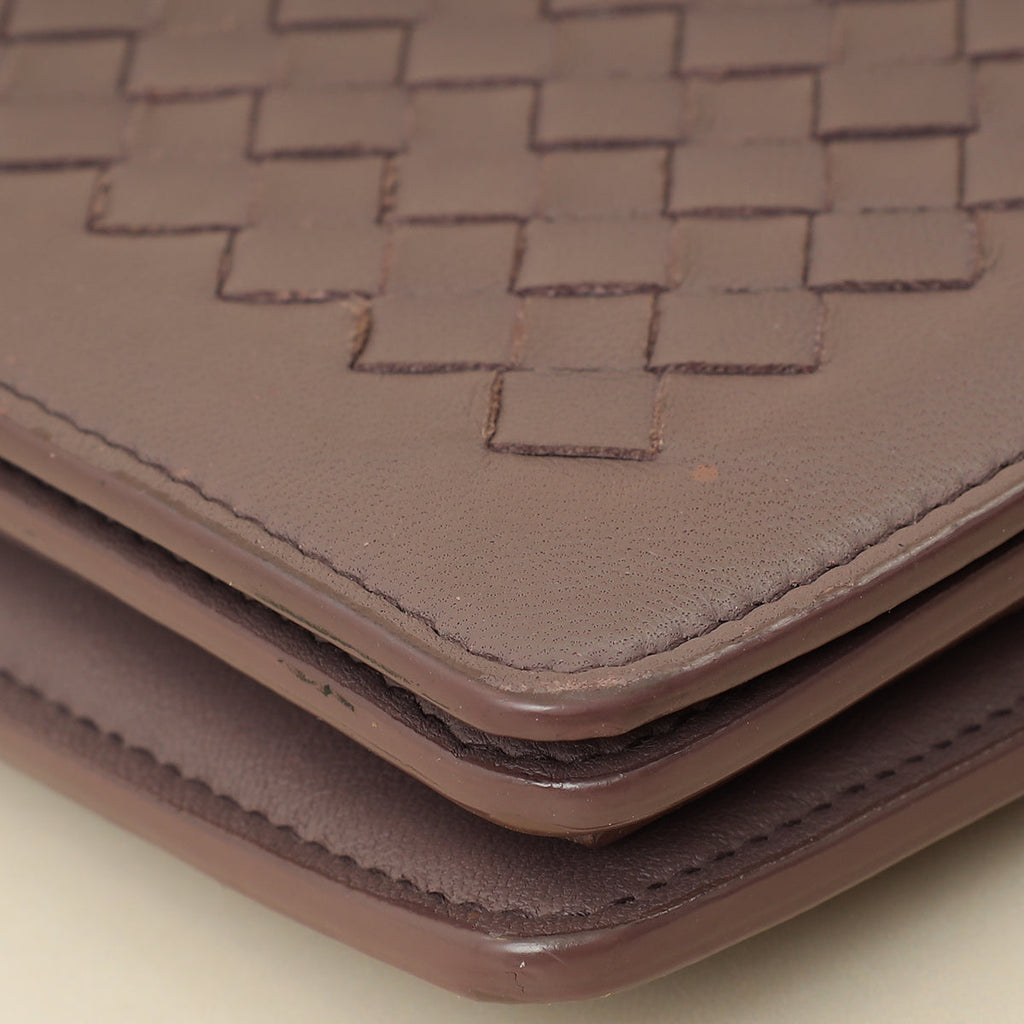 Bottega Veneta Deep Mauve Intrecciato Chain Wallet
