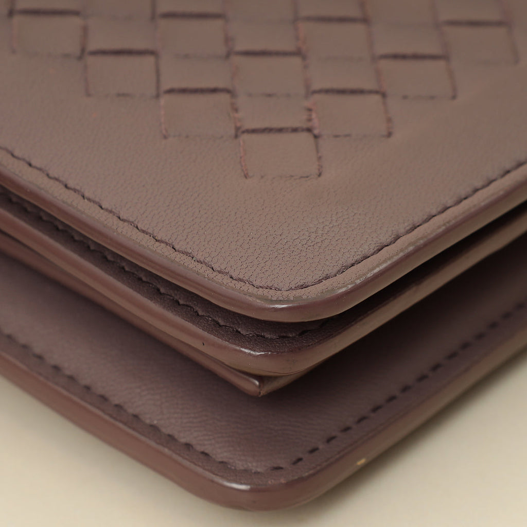 Bottega Veneta Deep Mauve Intrecciato Chain Wallet