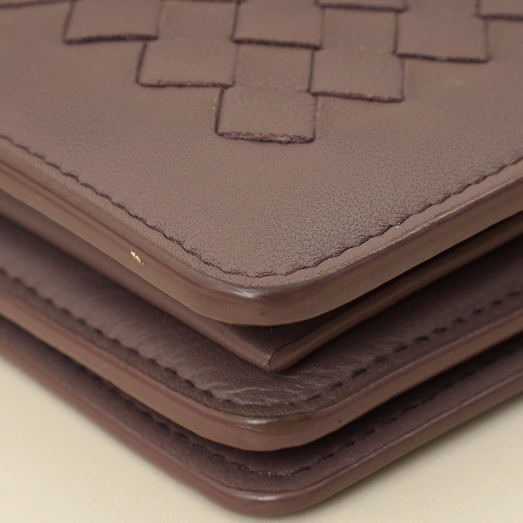 Bottega Veneta Deep Mauve Intrecciato Chain Wallet