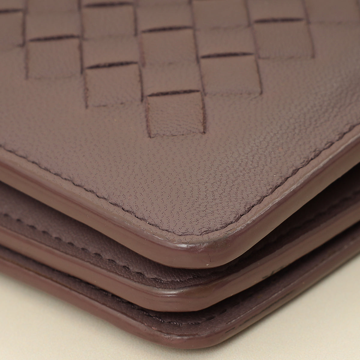 Bottega Veneta Deep Mauve Intrecciato Chain Wallet