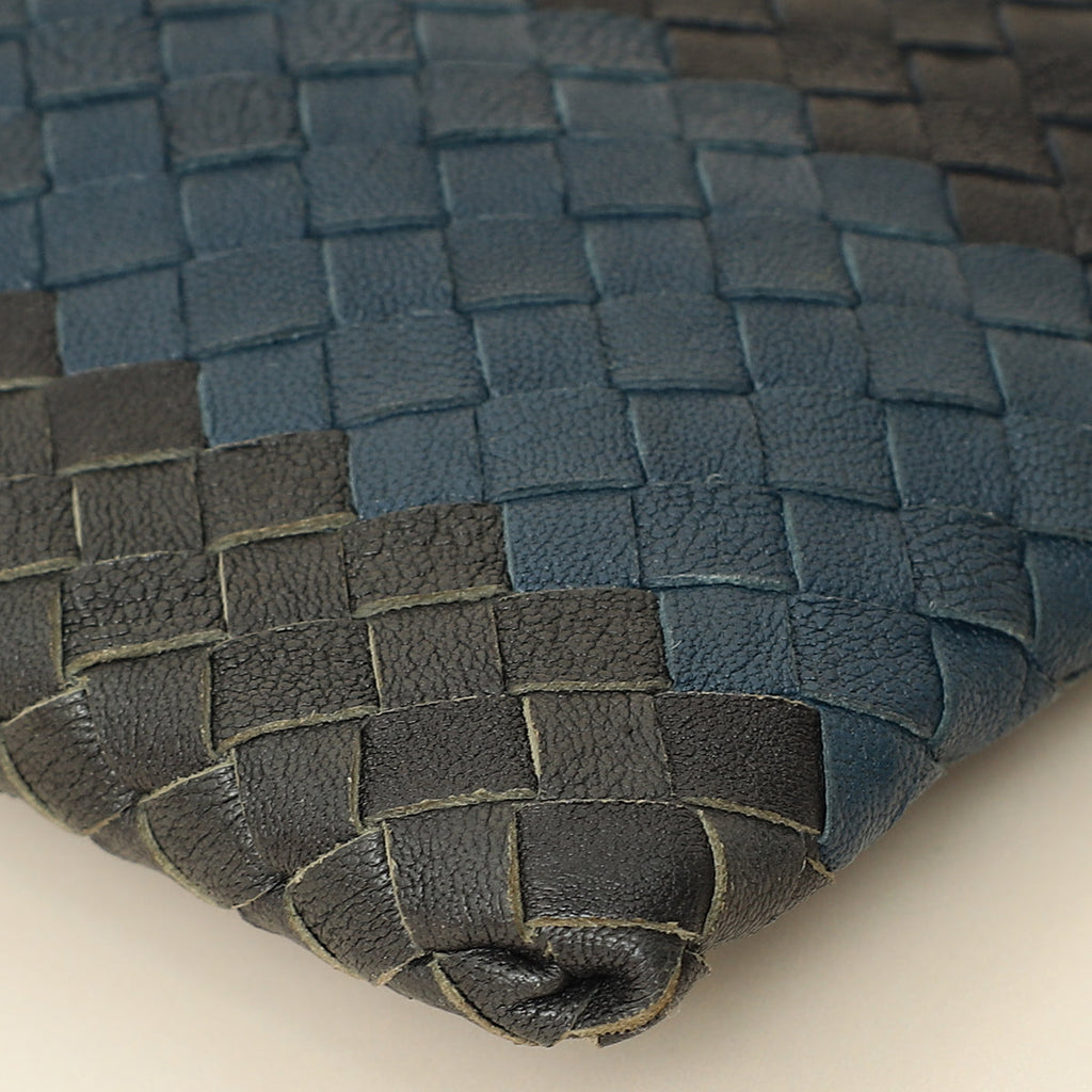 Bottega Veneta Tricolor Striped Intrecciato Zipped Pouch