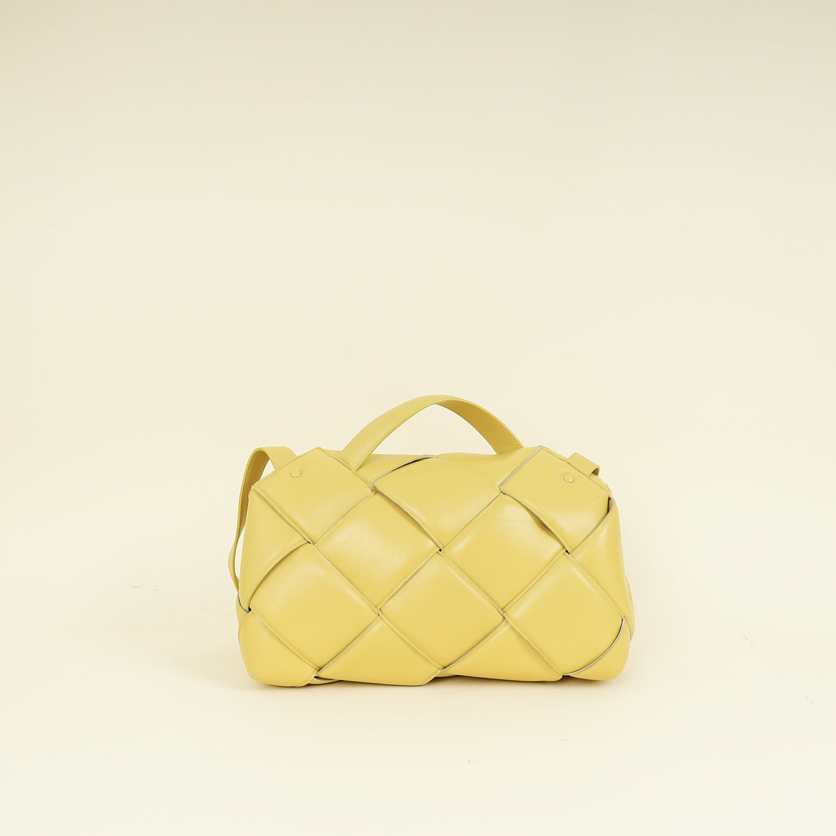 Bottega Veneta Yellow Maxi Intrecciato Padded Top Handle Bag