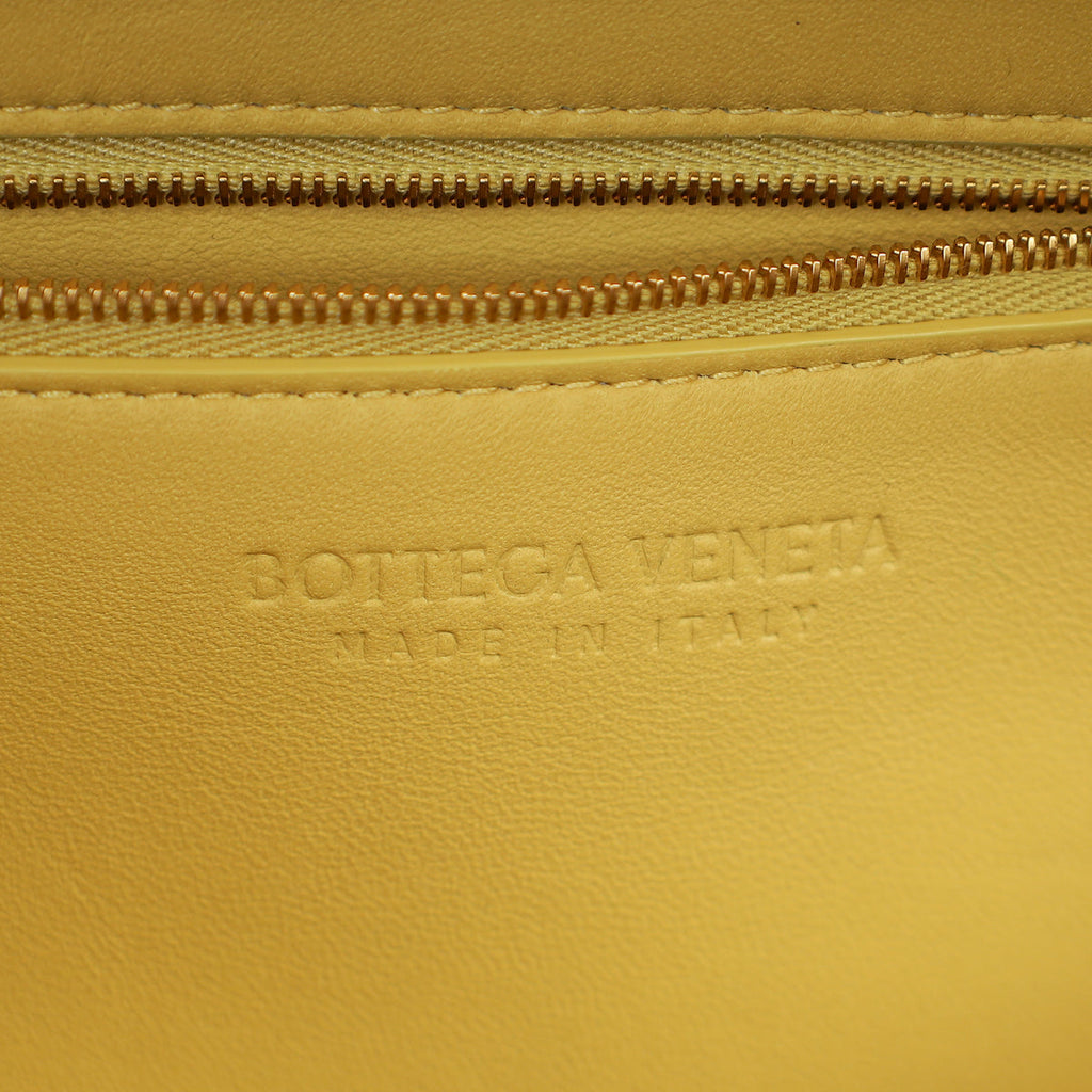 Bottega Veneta Yellow Maxi Intrecciato Padded Top Handle Bag
