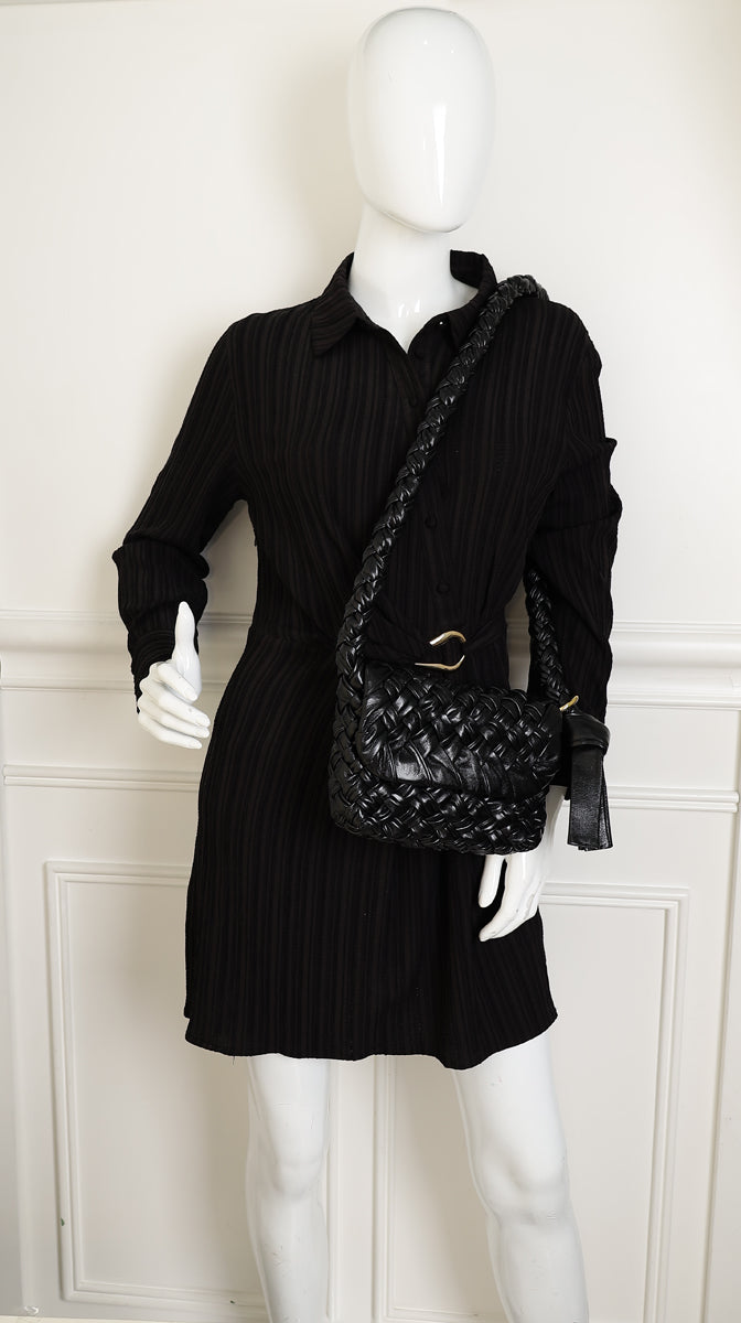 Bottega Veneta Black Kalimero Città Small Shoulder Bag