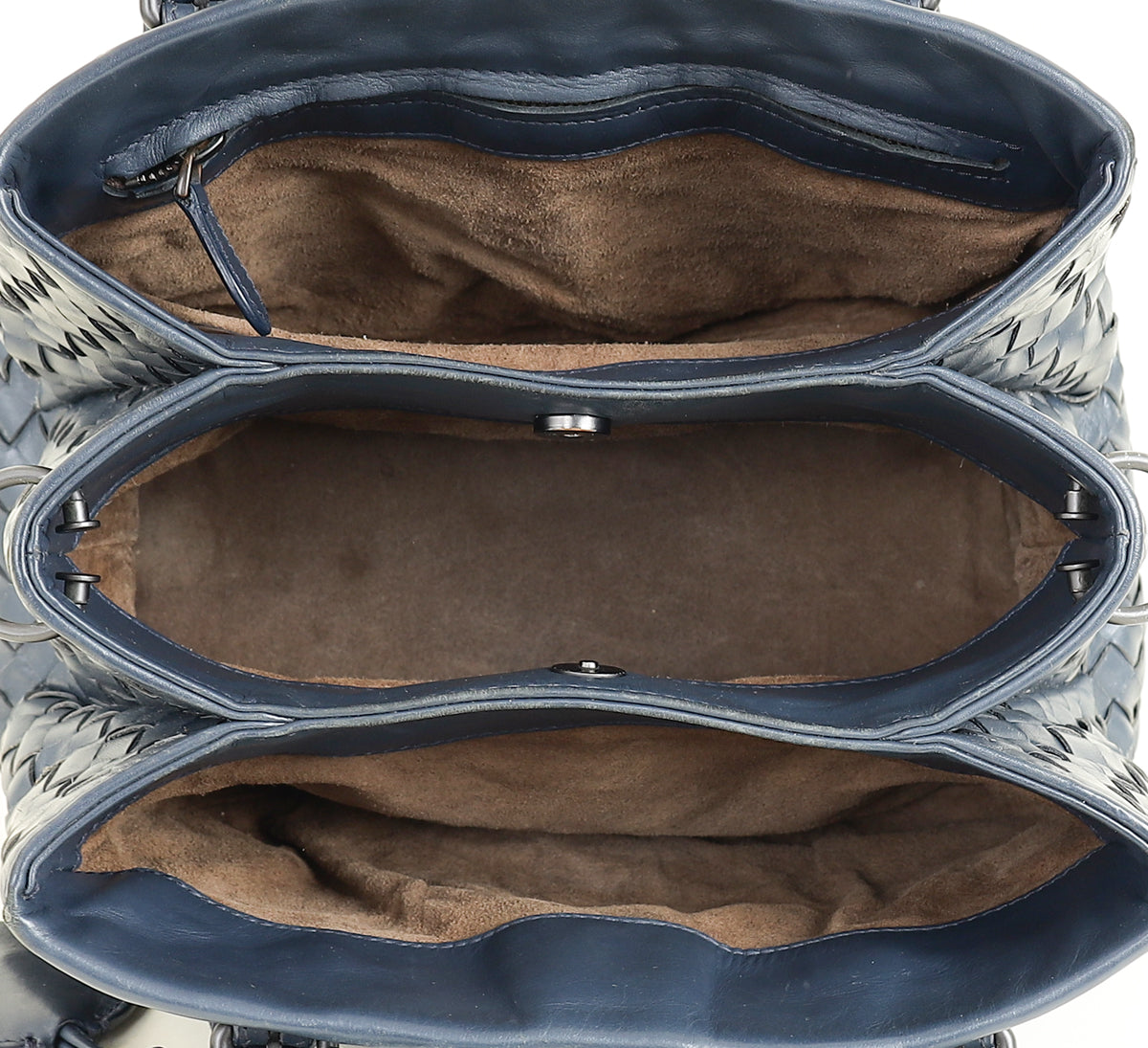 Bottega Veneta Blue Intrecciato Roma Mini Tote Bag