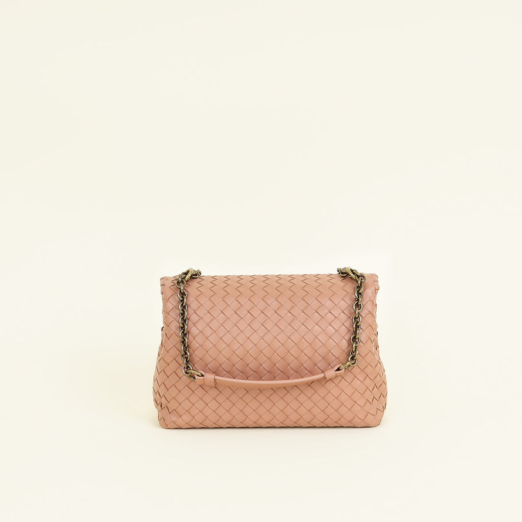 Bottega Veneta Brown Peach Intrecciato Olimpia Shoulder Bag