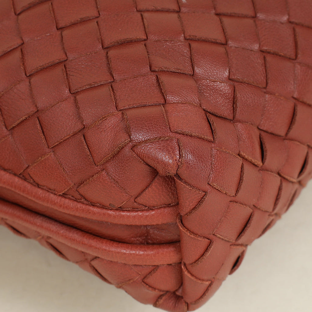 Bottega Veneta Reddish Brown Intrecciato Nodini Crossbody Bag