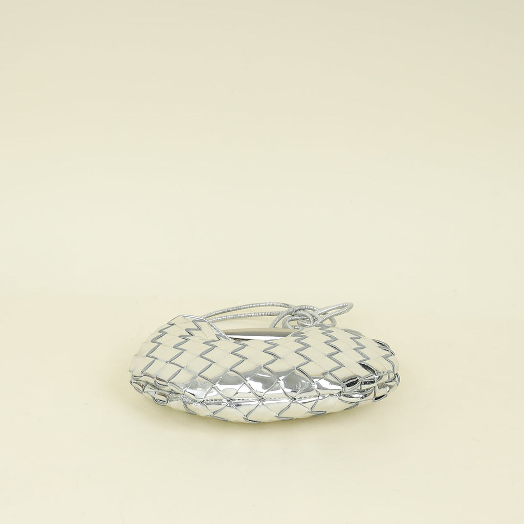 Bottega Veneta Metallic Silver Metallic Intrecciato Mini Sardine Bag