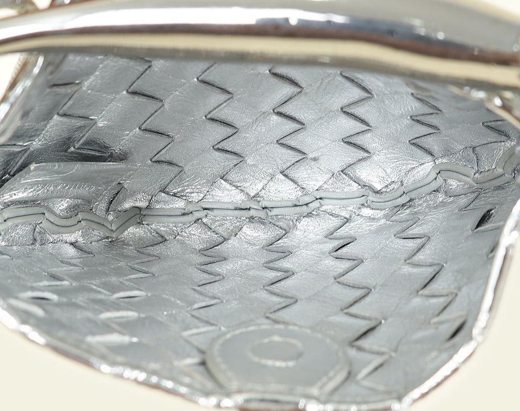 Bottega Veneta Metallic Silver Metallic Intrecciato Mini Sardine Bag