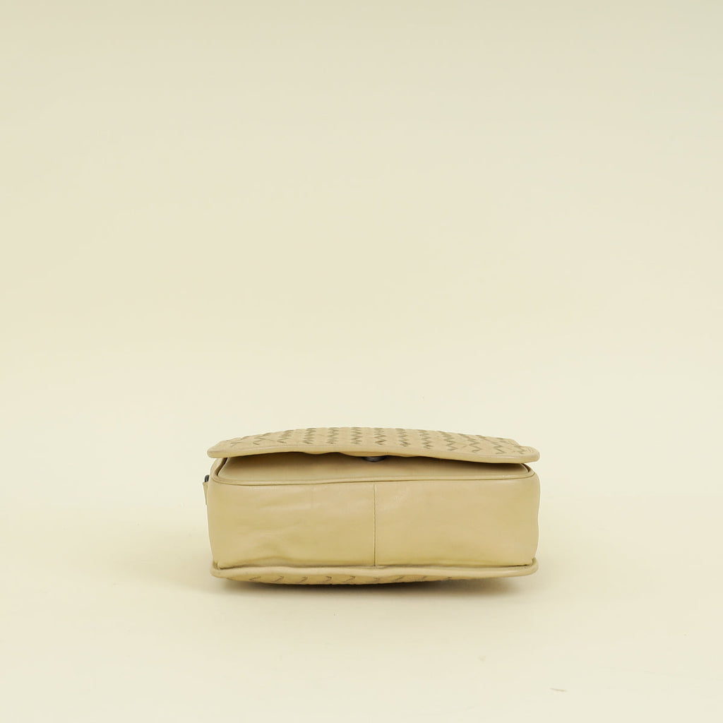 Bottega Veneta Beige Intrecciato Flap Crossbody Bag