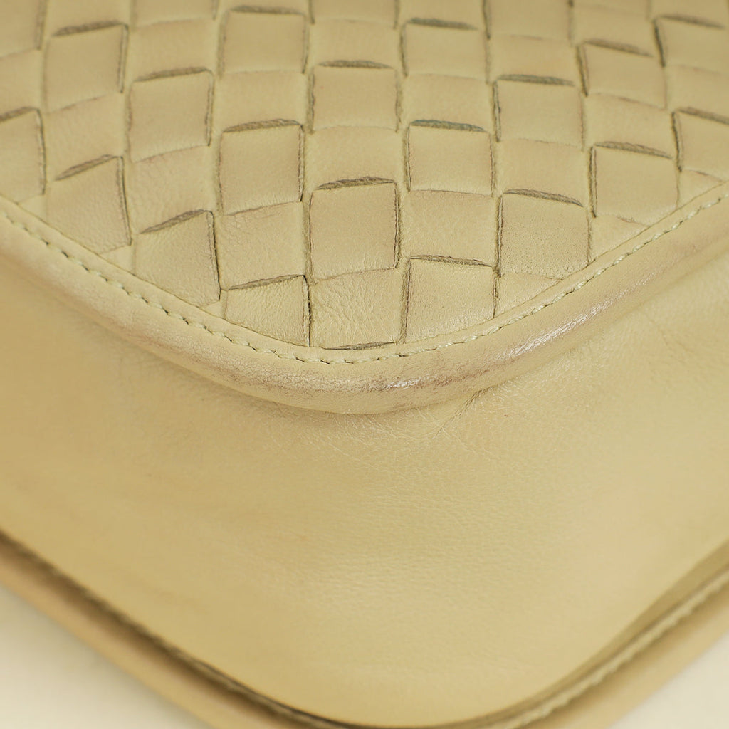Bottega Veneta Beige Intrecciato Flap Crossbody Bag