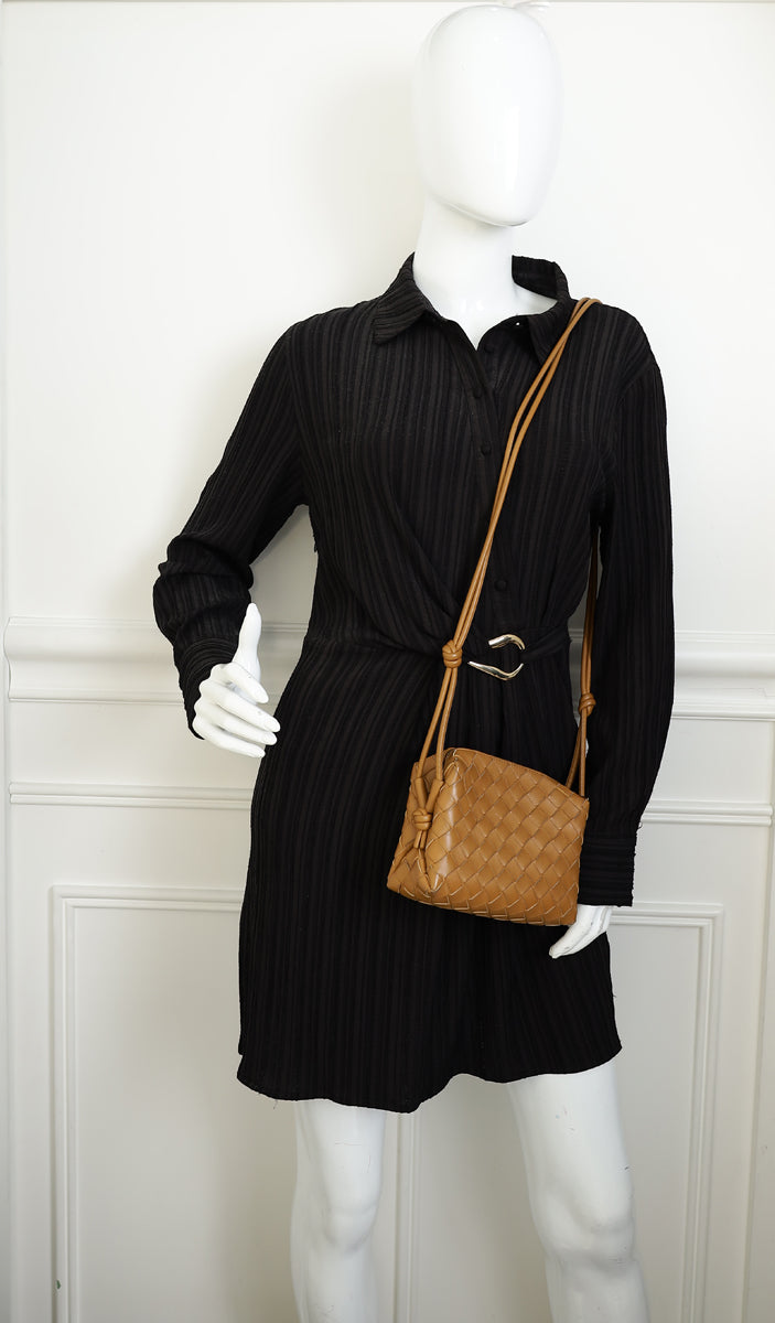 Bottega Veneta Camel Intrecciato Mini Loop Camera Bag