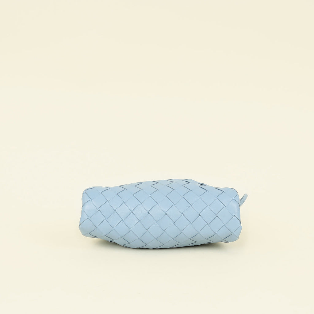 Bottega Veneta Light Blue Intrecciato Leather Mini Pouch Bag