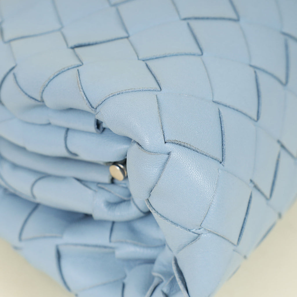 Bottega Veneta Light Blue Intrecciato Leather Mini Pouch Bag