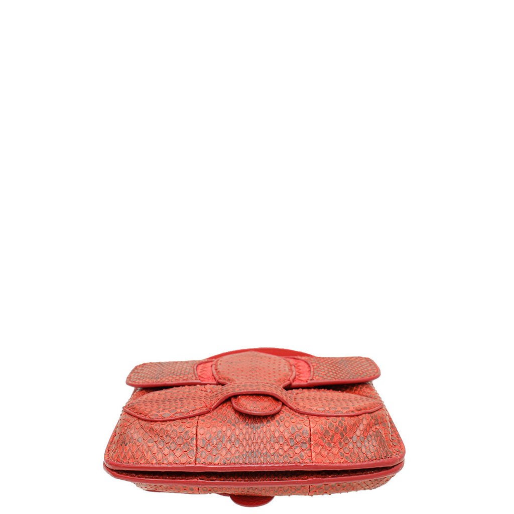 Bottega Veneta Red Water Snake Rialto Shoulder Bag