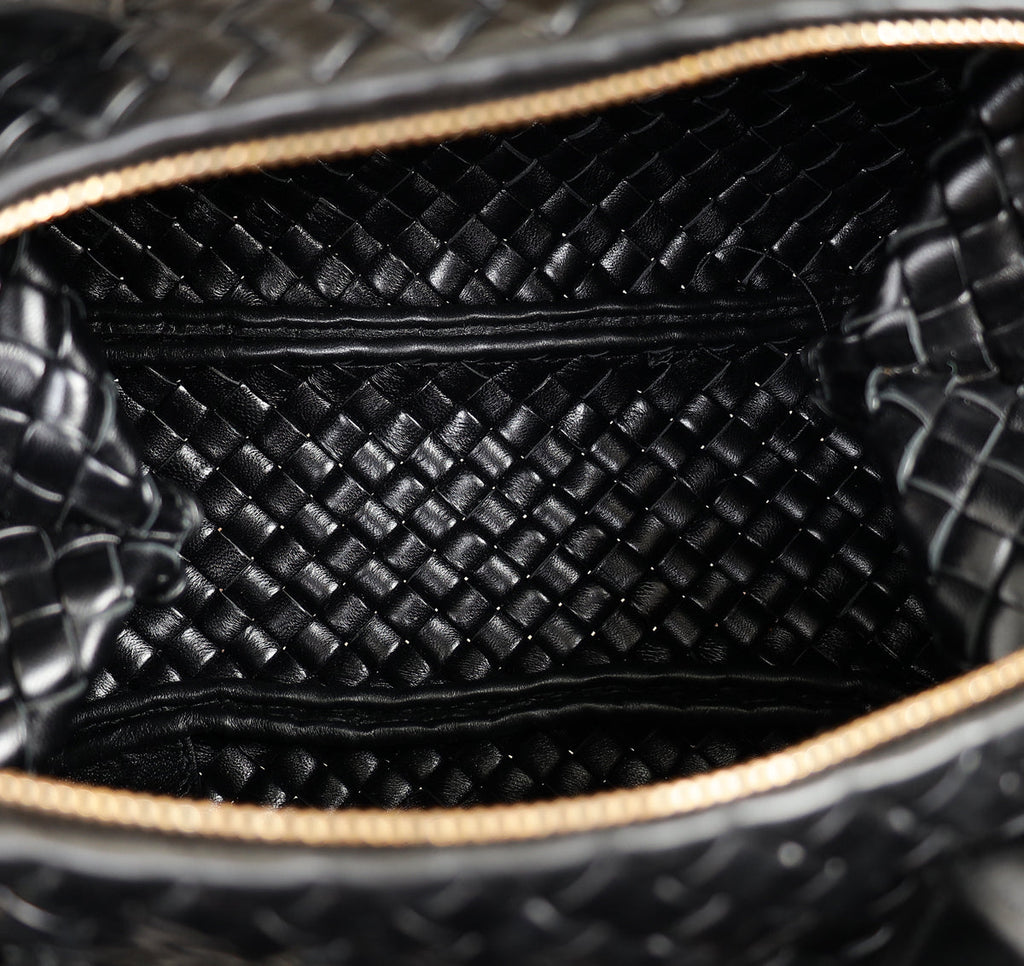 Bottega Veneta Black Padded Intrecciato Bauletto Bag