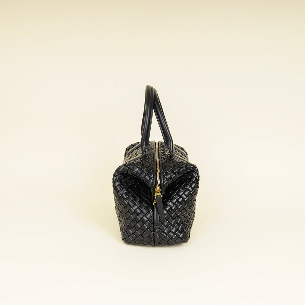 Bottega Veneta Black Padded Intrecciato Bauletto Bag