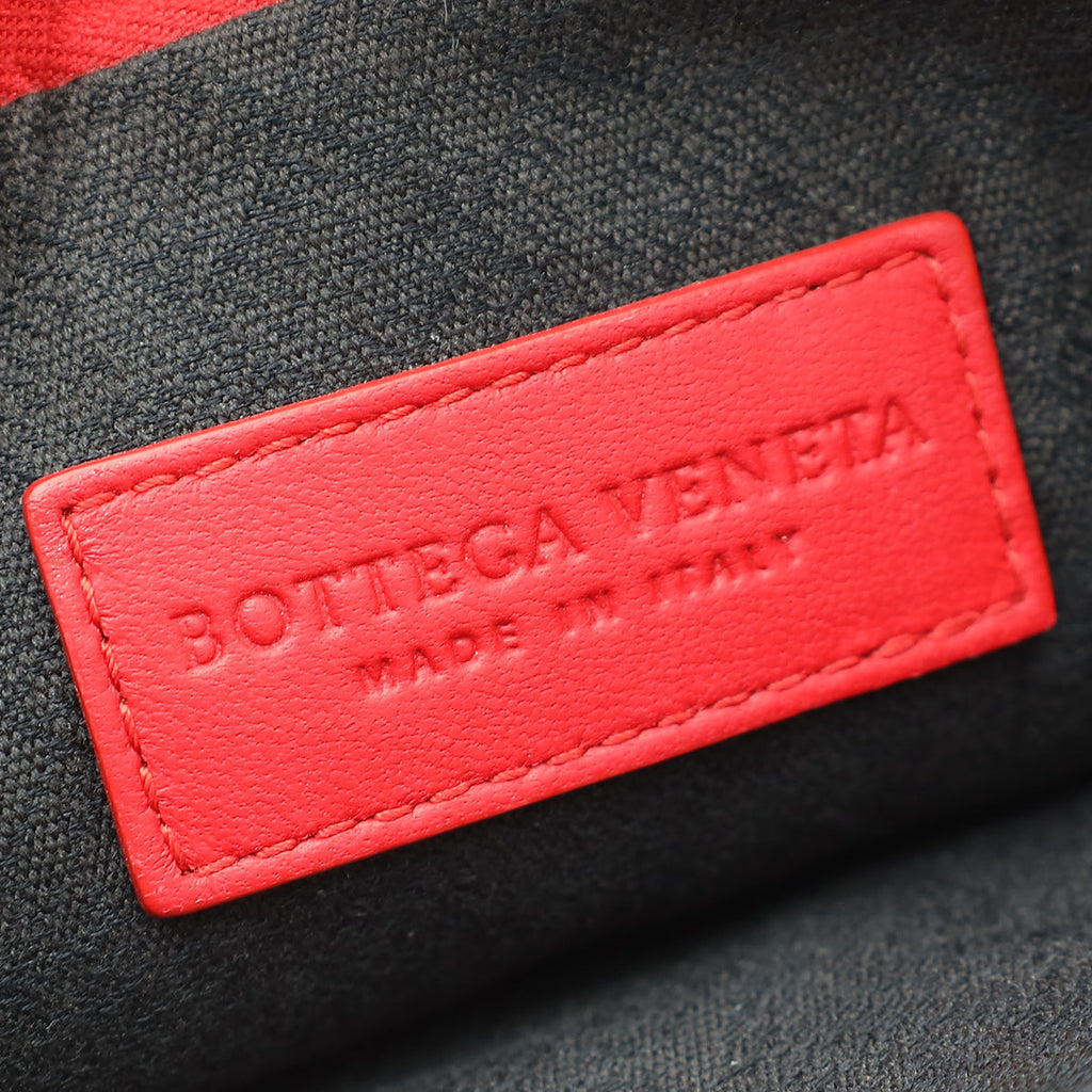 Bottega Veneta Red Maxi Intrecciato Cassette Wristlet Pouch