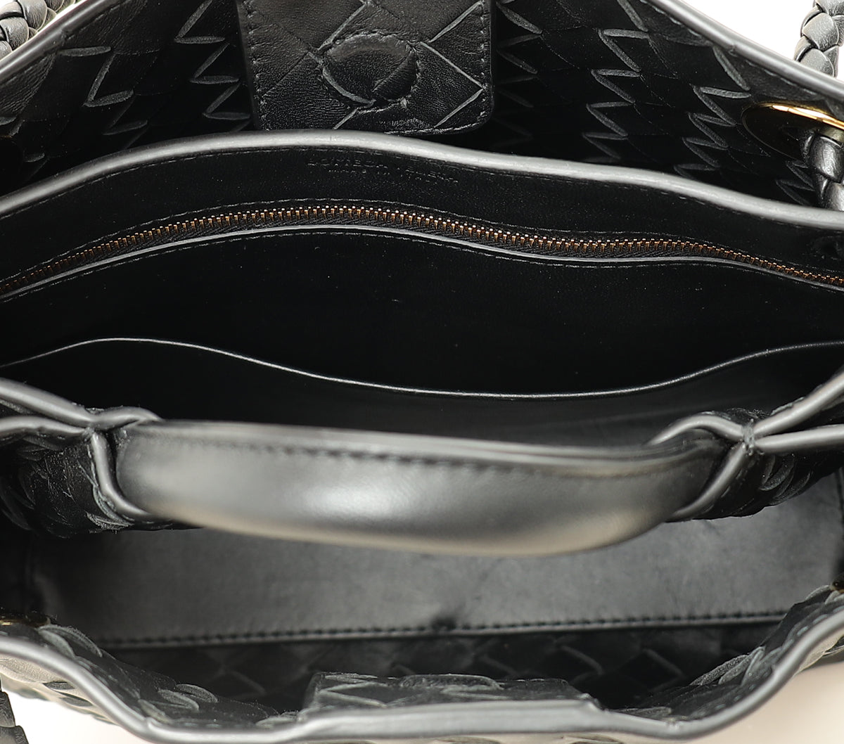 Bottega Veneta Black Intrecciato Andiamo Small Tote Bag