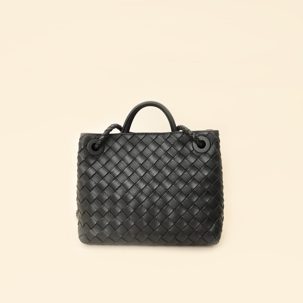 Bottega Veneta Black Intrecciato Andiamo Small Tote Bag