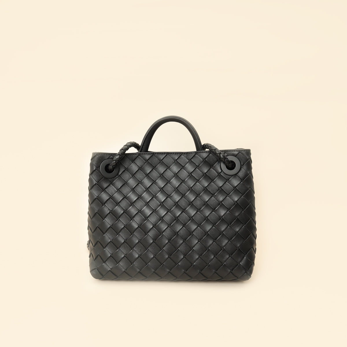 Bottega Veneta Black Intrecciato Andiamo Small Tote Bag