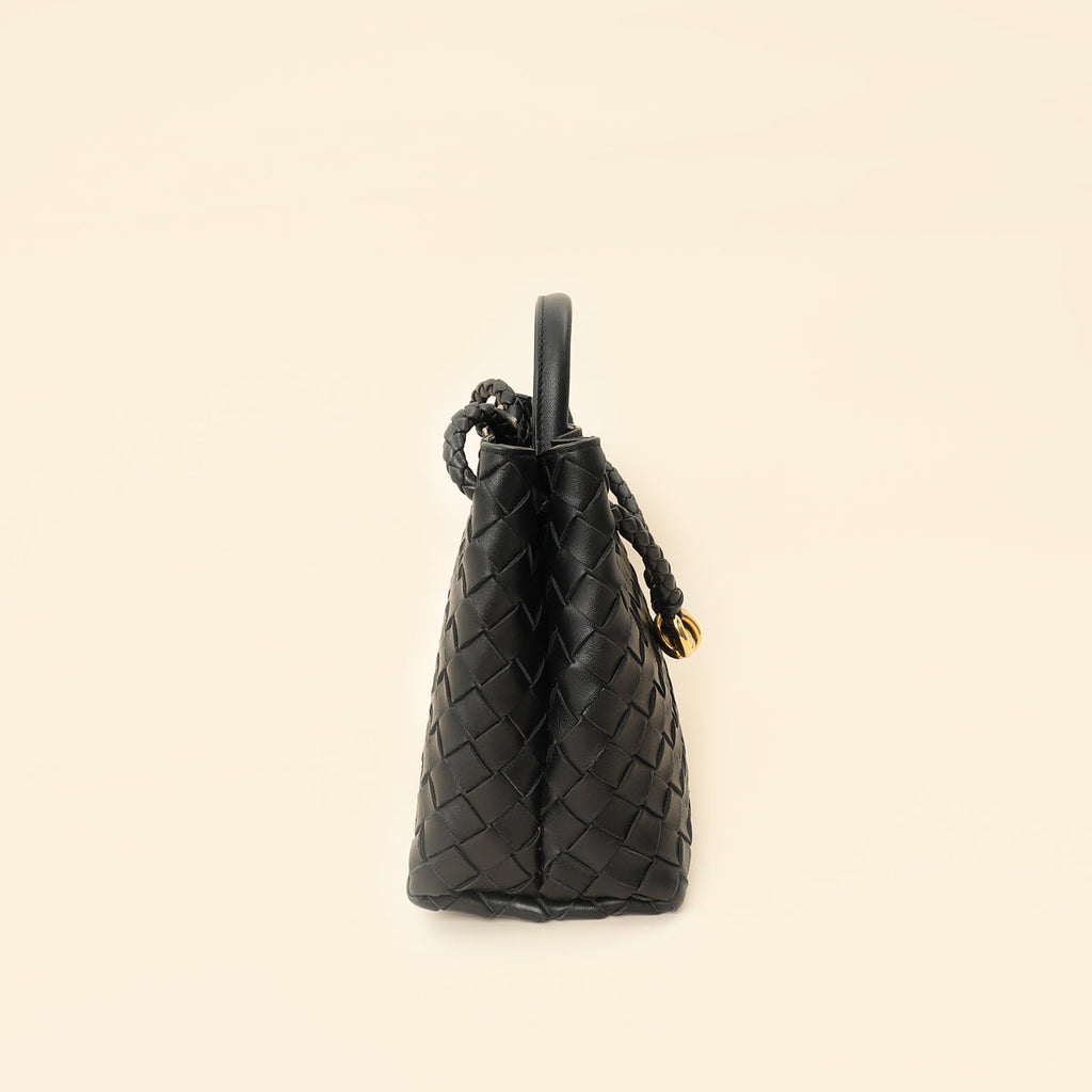 Bottega Veneta Black Intrecciato Andiamo Small Tote Bag