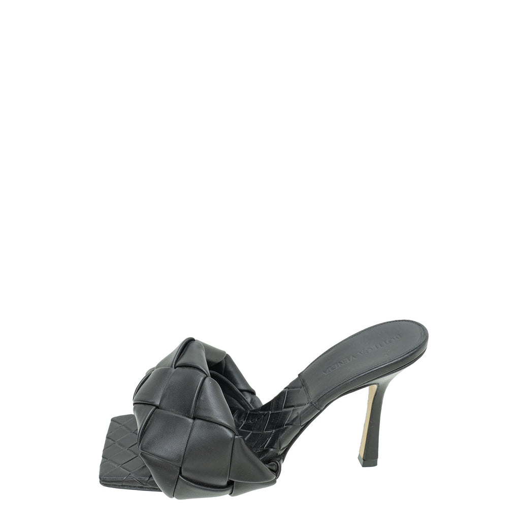 Bottega Veneta Black Intrecciato Nappa Lido Mules 38