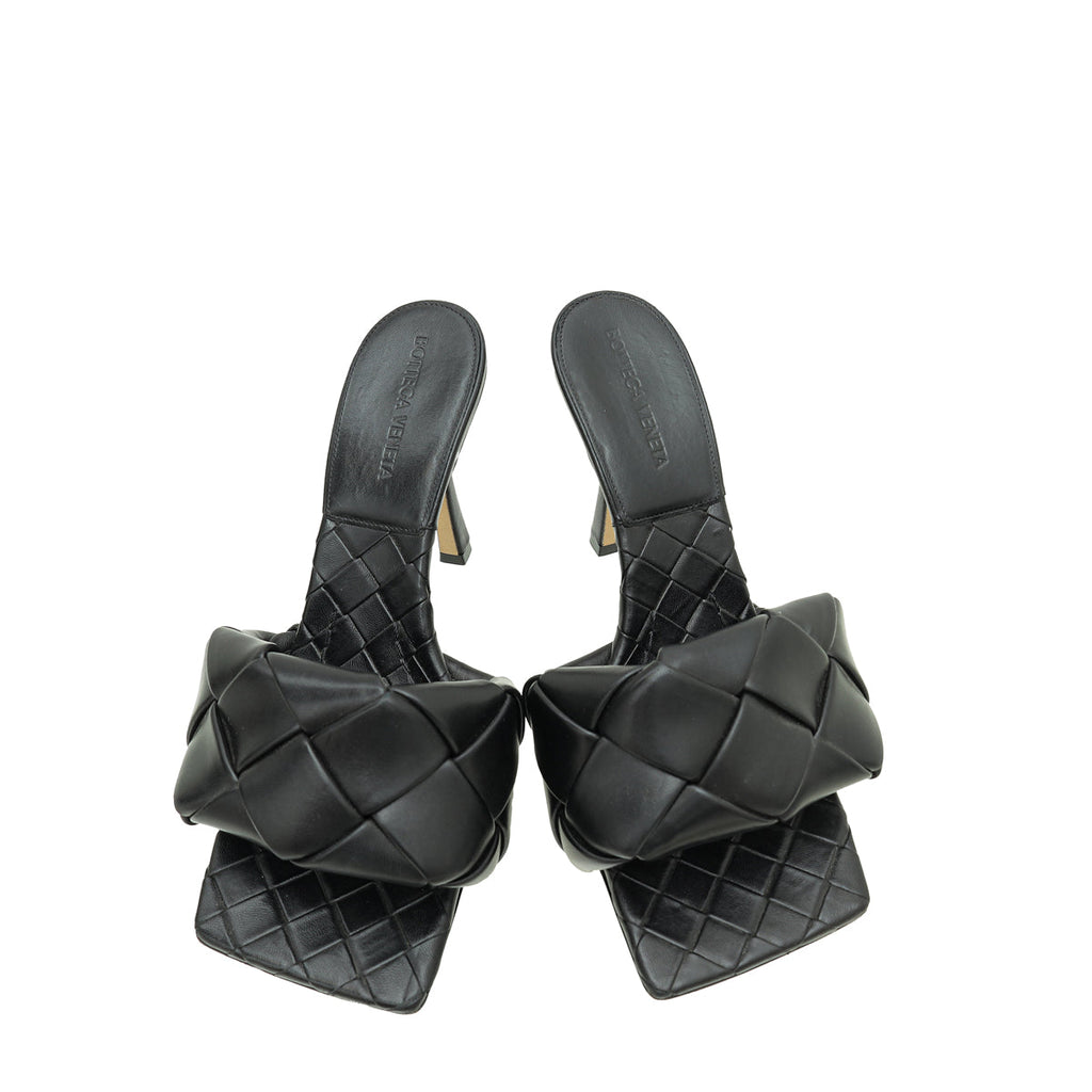 Bottega Veneta Black Intrecciato Nappa Lido Mules 38