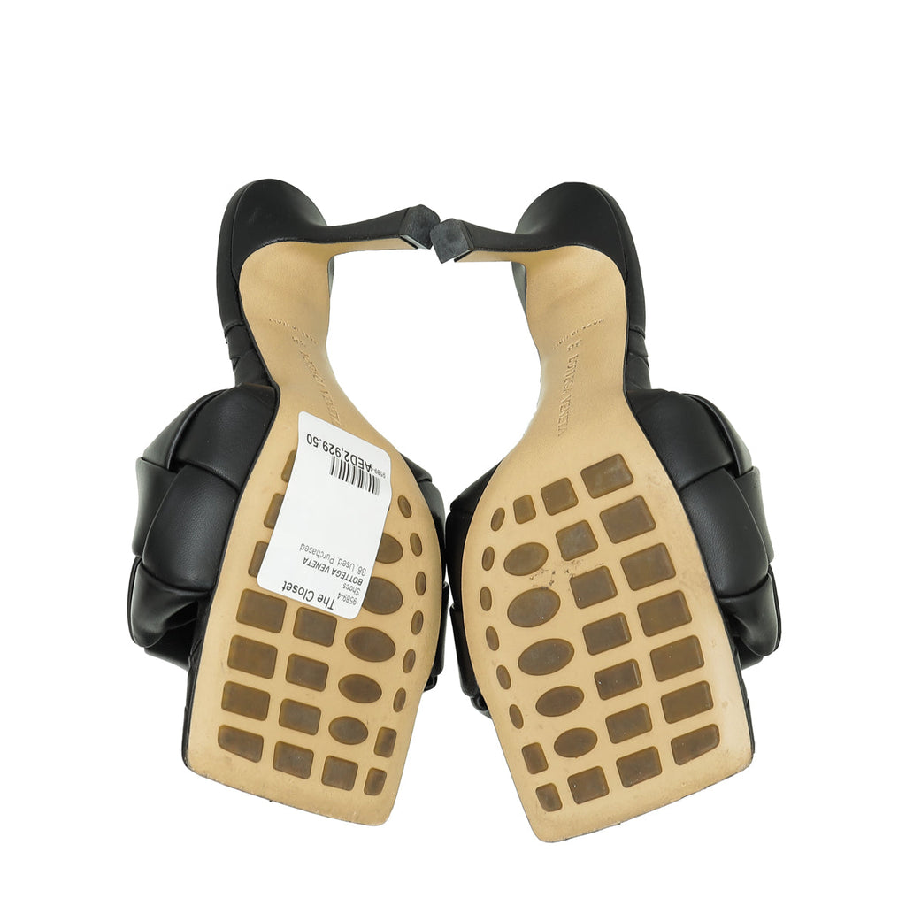 Bottega Veneta Black Intrecciato Nappa Lido Mules 38