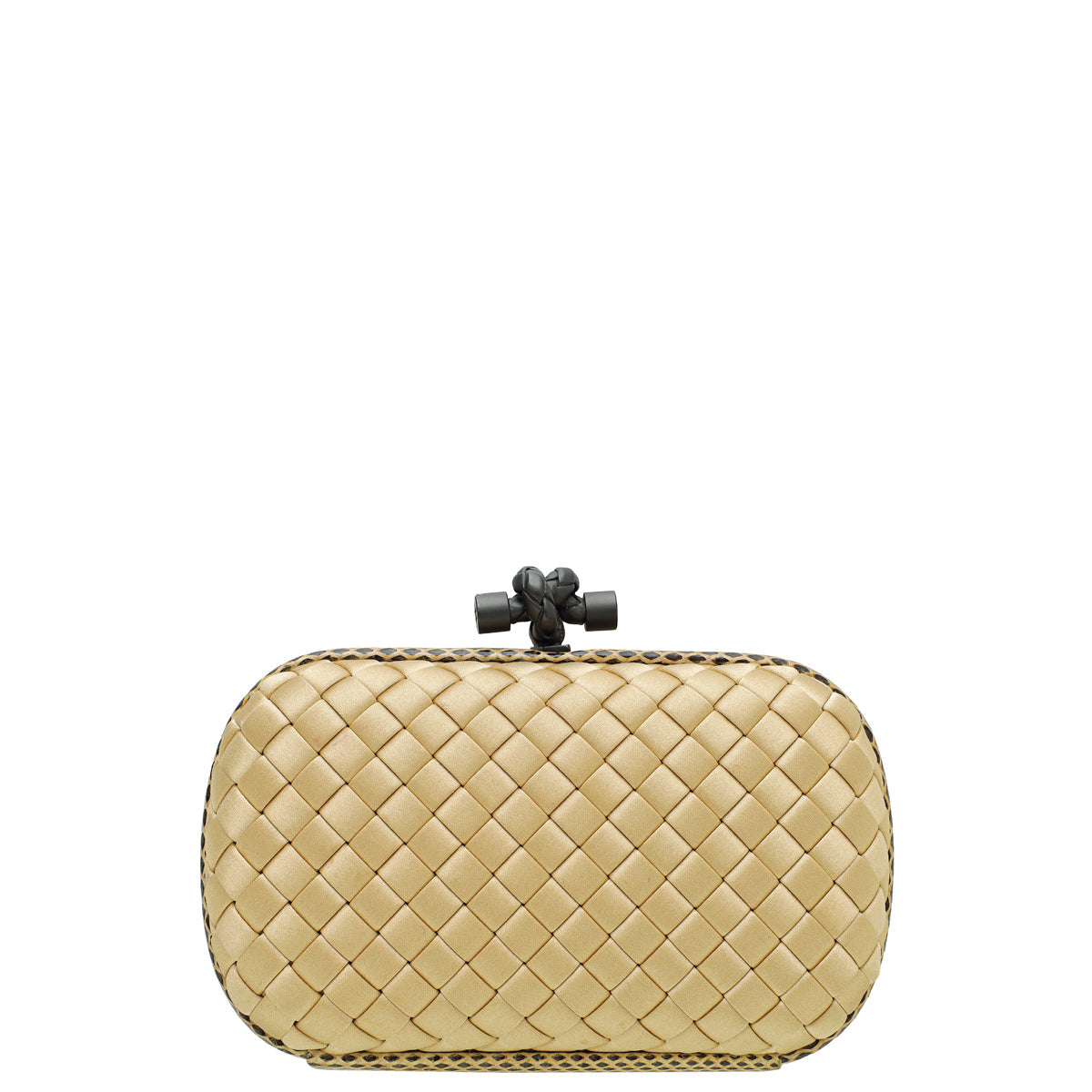 Bottega Veneta Champagne Satin Ayers Stretch Knot Clutch