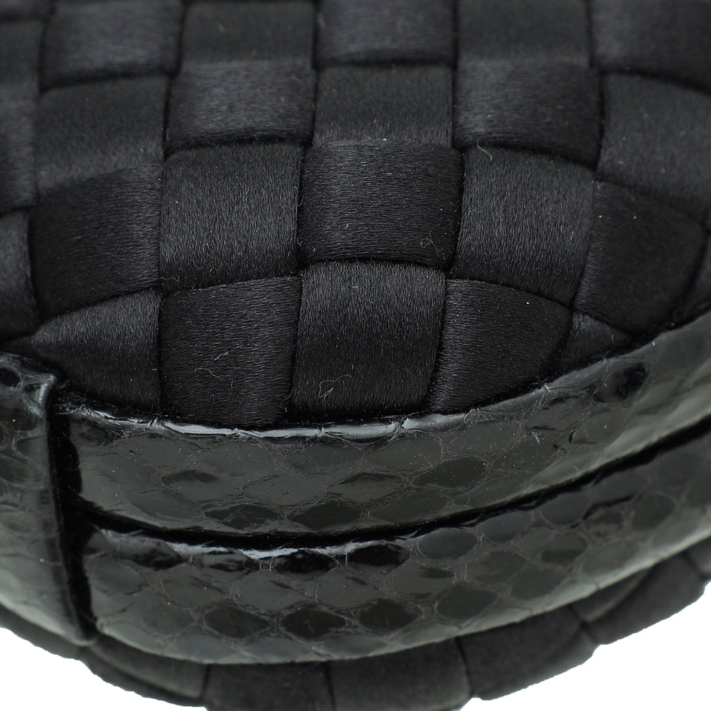 Bottega Veneta Black Satin Ayers Stretch Knot Clutch
