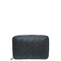 Bottega Venetta Black Intrecciato Zip Around Clutch