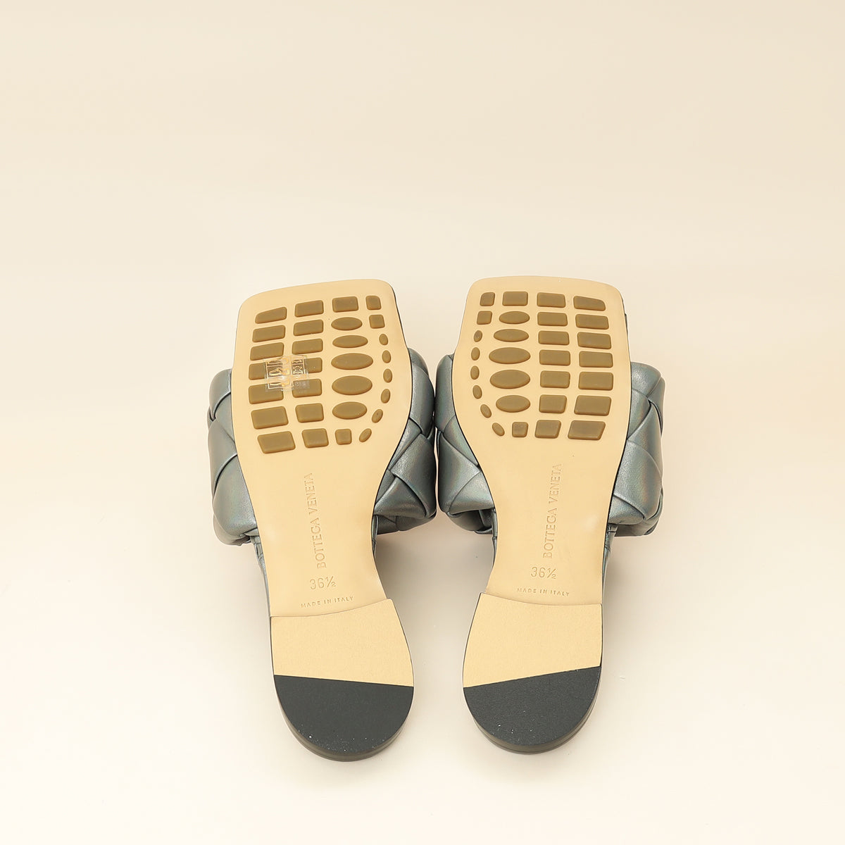 Bottega Veneta Metallic Grey Intrecciato Lido Flat Sandals 36.5