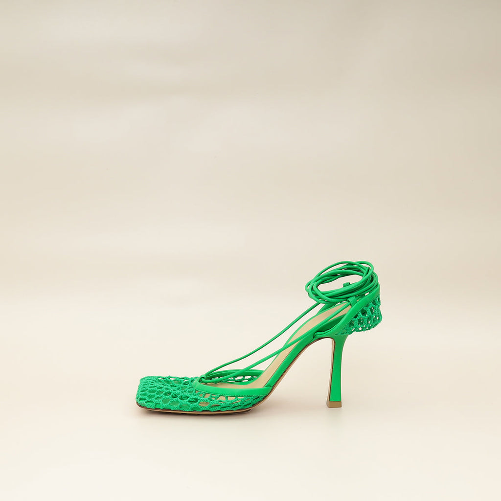 Bottega Veneta Green Stretch Lace Up Sandal 37.5