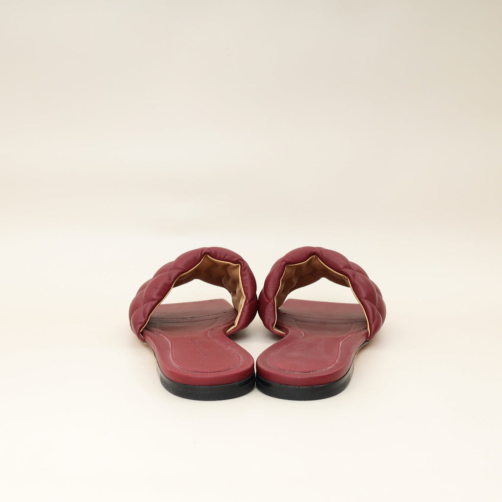 Bottega Veneta Burgundy Padded Slide Sandals 38.5