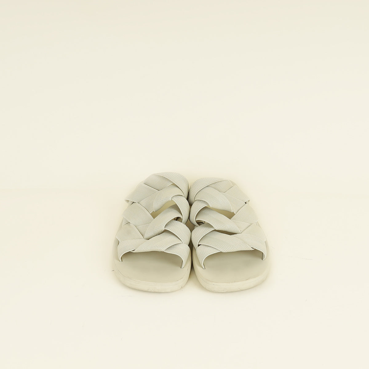 Bottega Veneta Neutral Intreccio Plat Mule 38
