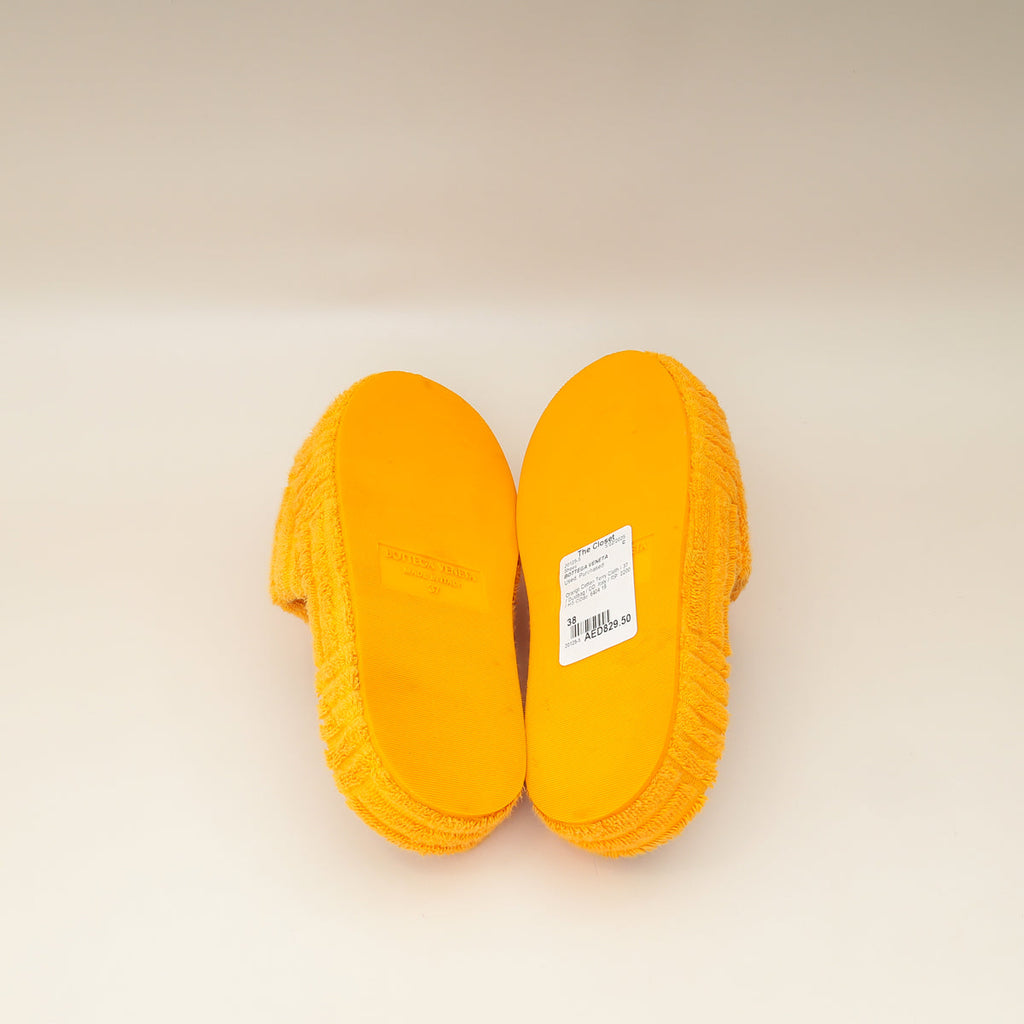 Bottega Veneta Orange Resort Sponge Slides 37