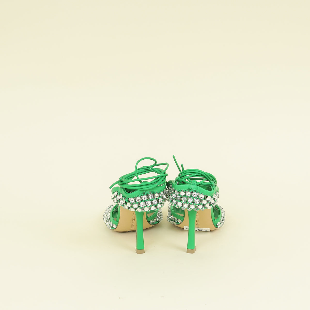 Bottega Veneta Parakeet Sparkle Stretch Lace-Up Sandal 38